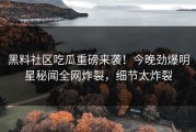 黑料社区吃瓜重磅来袭！今晚劲爆明星秘闻全网炸裂，细节太炸裂