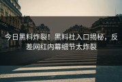今日黑料炸裂！黑料社入口揭秘，反差网红内幕细节太炸裂