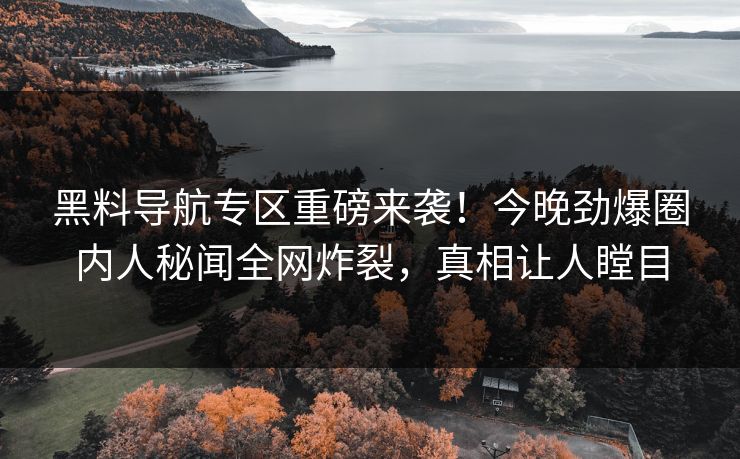 黑料导航专区重磅来袭！今晚劲爆圈内人秘闻全网炸裂，真相让人瞠目
