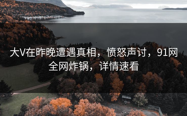大V在昨晚遭遇真相，愤怒声讨，91网全网炸锅，详情速看