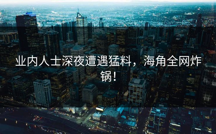 业内人士深夜遭遇猛料，海角全网炸锅！