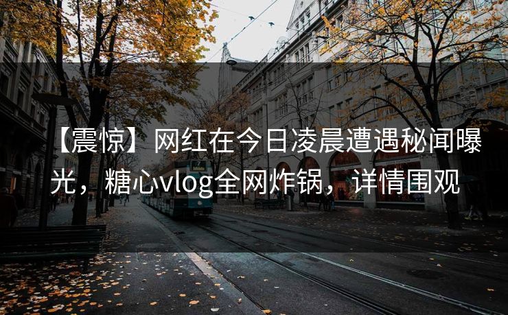 【震惊】网红在今日凌晨遭遇秘闻曝光，糖心vlog全网炸锅，详情围观