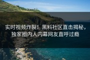 实时视频炸裂！黑料社区直击揭秘，独家圈内人内幕网友直呼过瘾