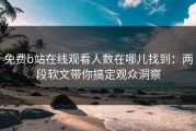 免费b站在线观看人数在哪儿找到：两段软文带你搞定观众洞察