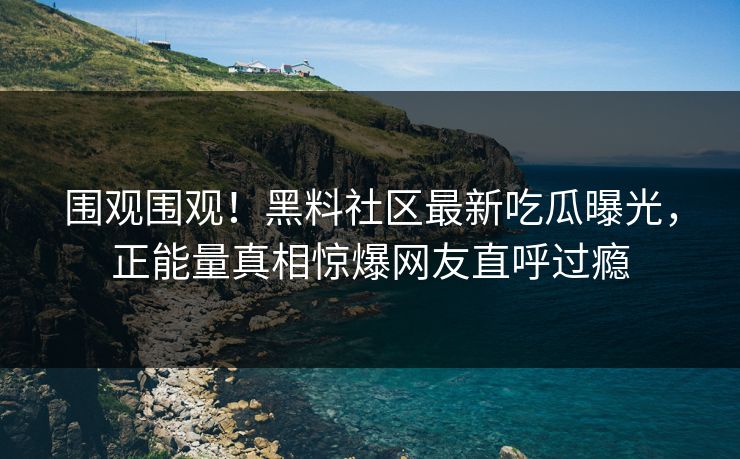 围观围观！黑料社区最新吃瓜曝光，正能量真相惊爆网友直呼过瘾
