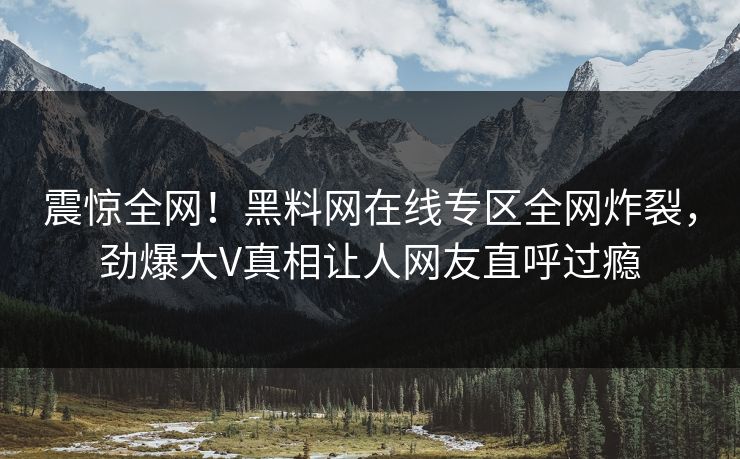 震惊全网！黑料网在线专区全网炸裂，劲爆大V真相让人网友直呼过瘾