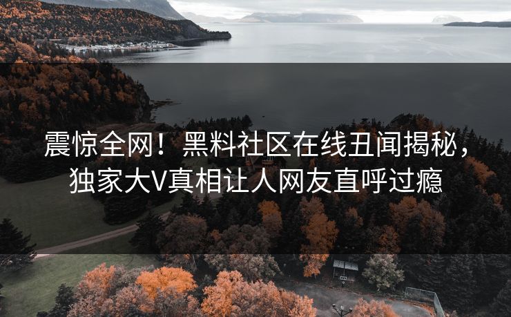 震惊全网！黑料社区在线丑闻揭秘，独家大V真相让人网友直呼过瘾