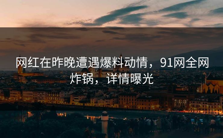 网红在昨晚遭遇爆料动情，91网全网炸锅，详情曝光