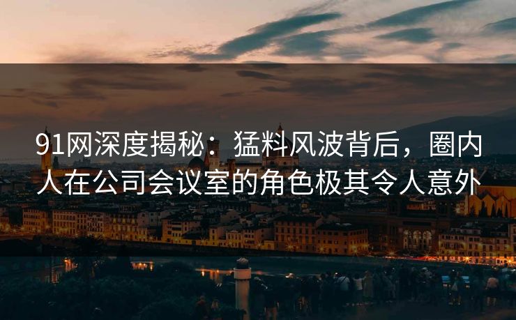 91网深度揭秘：猛料风波背后，圈内人在公司会议室的角色极其令人意外