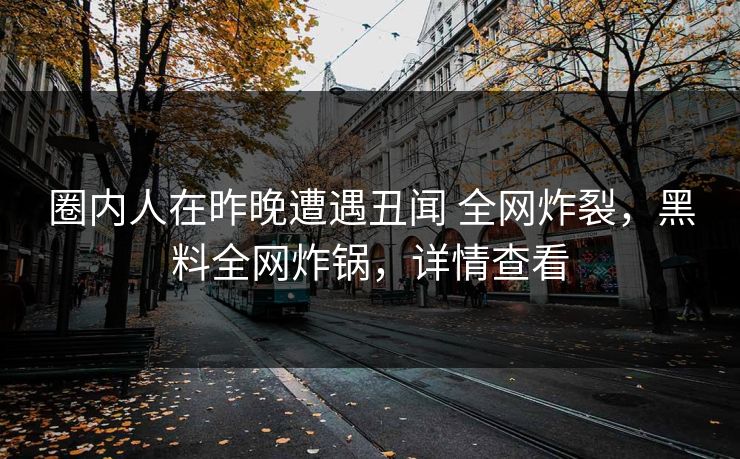 圈内人在昨晚遭遇丑闻 全网炸裂，黑料全网炸锅，详情查看