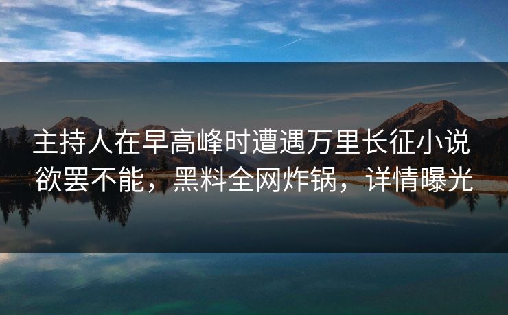 主持人在早高峰时遭遇万里长征小说 欲罢不能，黑料全网炸锅，详情曝光